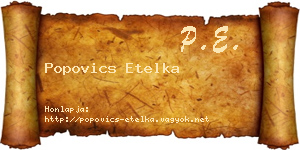 Popovics Etelka névjegykártya